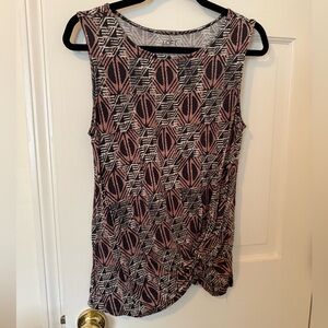 LOFT Black and Pink Asymmetrical Sleeveless Tank Top
